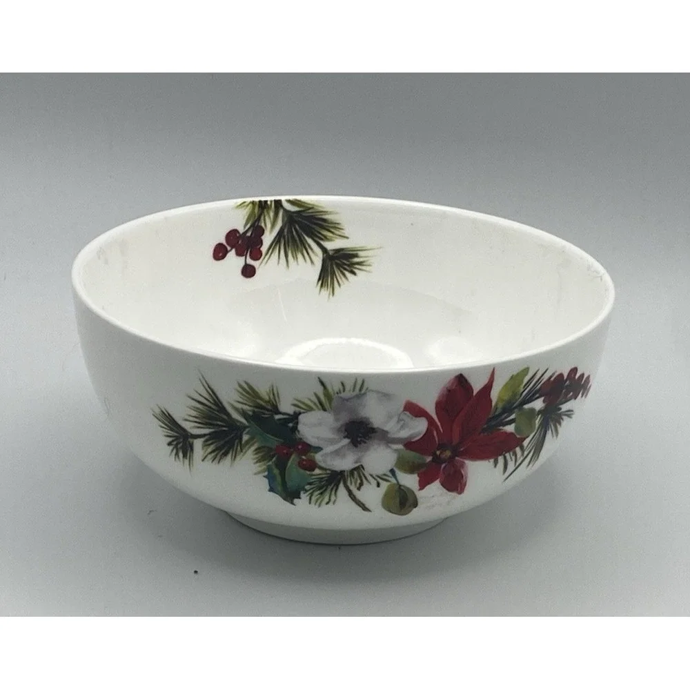 Mikasa Hope Joy Soup Cereal‎ Serving Bowl Poinsettia Christmas Bone China Mikasa